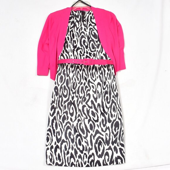 AGB Women's Animal Print Dress with Hot Pink Crop Sweater Size 6P - Picture 1 of 7